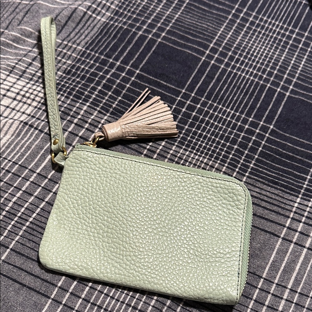Fossil Light Green Leather Wristlet